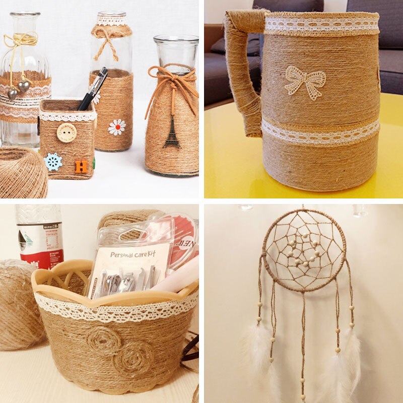 Corde en Jute naturelle de 10M, 12 pièces, ficelle en chanvre, pour emballage de de mariage, artisanat de bricolage pour fleuristes de scrapbooking