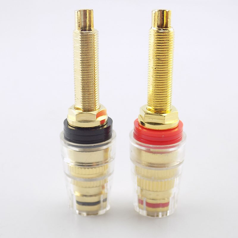 2pcs Brass Long Binding Post Connector Audio Speaker Amplifier Audio Adapter for 4mm Banana Plug Terminal Connectors W17