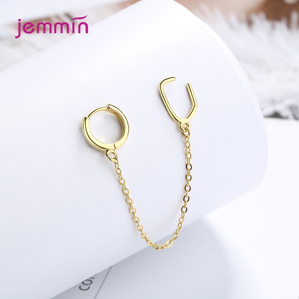 Echt 925 Sterling Zilveren Oorbellen Vrouwen Meisje Ronde Loop Oorbellen Lange Oor Keten Lijn Party Sieraden Brincos