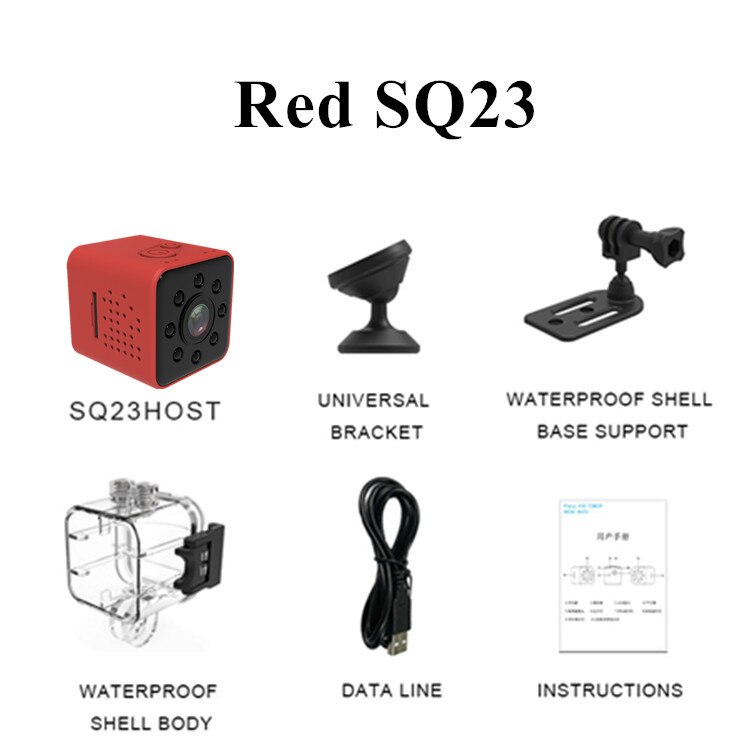 Original Mini caméra WIFI SQ23 FULL HD 1080P Vision nocturne étanche coquille CMOS capteur enregistreur Camcorde: SQ23 Red