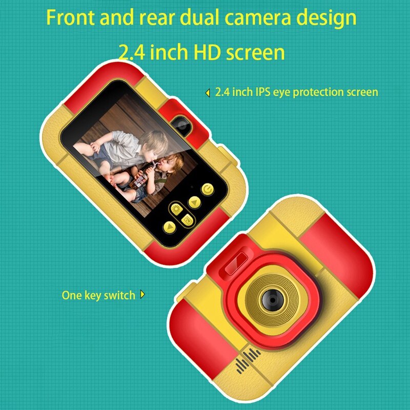 2,4 zoll freundlicher Digital Kamera für 3-12 Jahre alt 1080P Doppel Objektiv Video Kamera mit 32GB speicher Karte für freundlicher Kleinkind