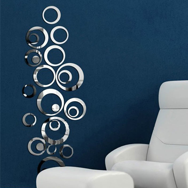 Silver DIY Acrylic Mirror Wall Stickers Love Hearts For Living Room Bedroom Home Decals DIY Acrylic Decoration Wall Stickers: J3926