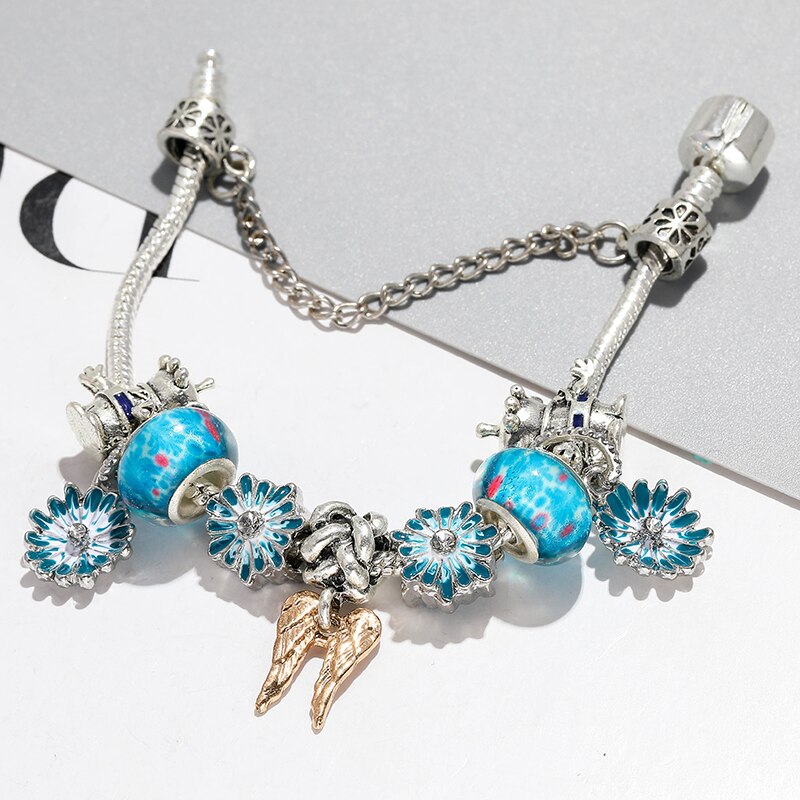 -Selling Mix Match Combinatie Charm Vrouwen Armband. Diy Daisy Bloem Vier Ogen Harry Film Vleugels Wilde Mode Fijne Armband