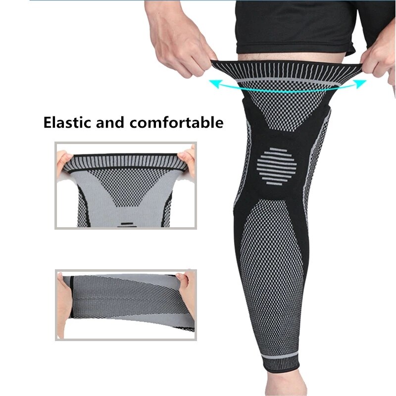 Rodilleras deportivas de silicona de punto, Protector de compresión, almohadilla de Gel anticolisión, largo, 1 ud.,
