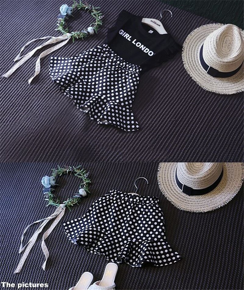 Gonna da bambina estiva gonna da bambina elasticizzata con macchie retrò per bambini gonna a coda di pesce in Chiffon colore nero P2 166