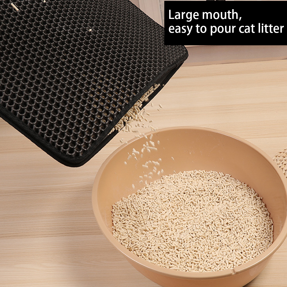 Waterproof Cat Litter Mat Foldable EVA Double Layer Cat Catcher Catch Blanket Trapper Pad Non-Slip Surface Cat Sifting Pad Mats