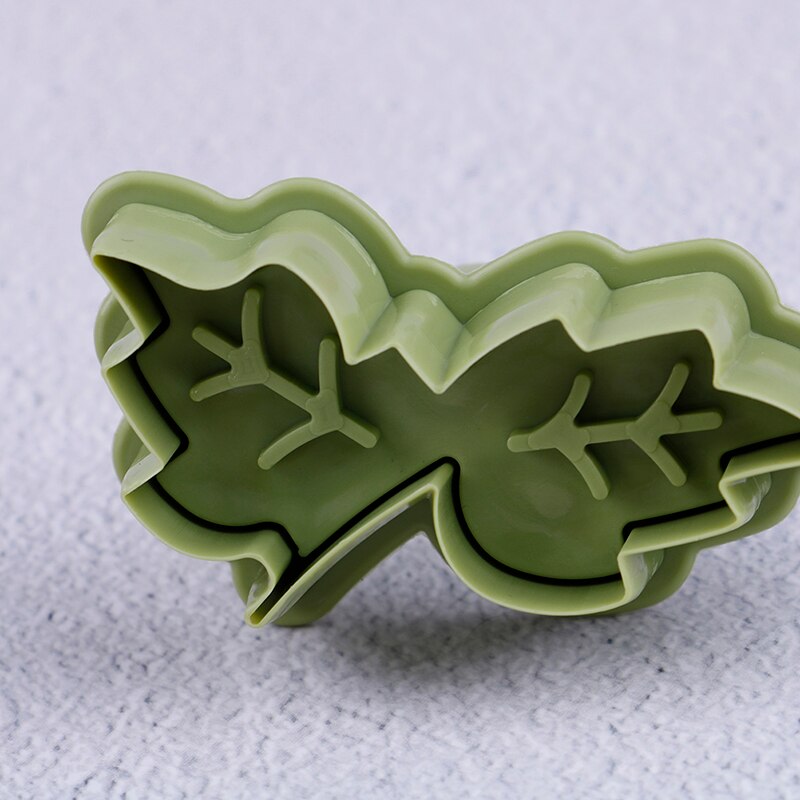 4 stk/sæt wienerbrød kage kikseform 4 slags bladformede plastik udstikkere sæt fjederstempel bageværktøj