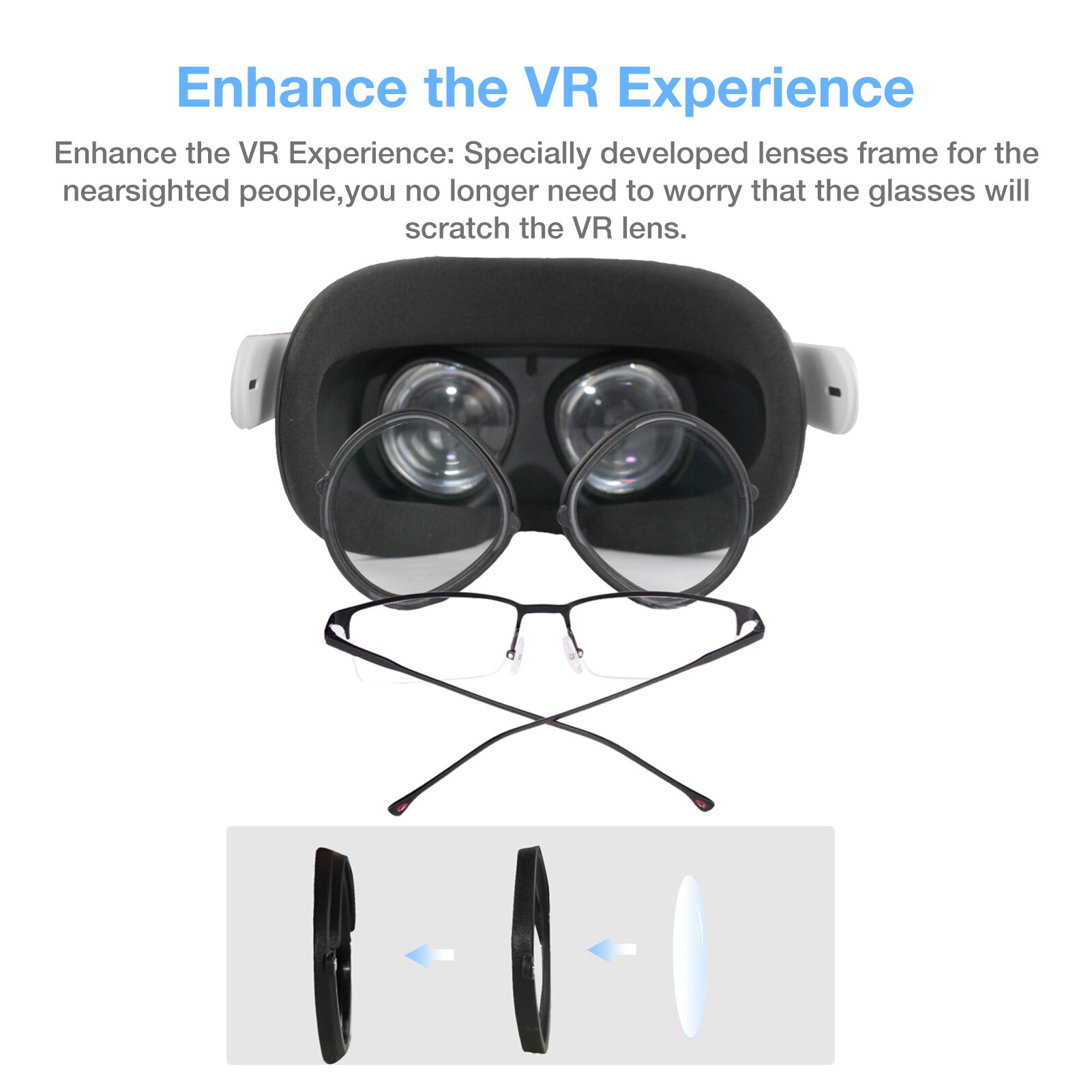 1Pair Black Eyeglass Magnetic Frame For Oculus Quest 2 VR Protection Oculus Quest 2 VR Glasses Accessories