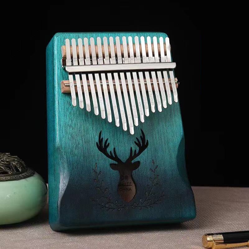Kalimba de 17 teclas, Piano de pulgar de madera de caoba de , cuerpo Mbira de África, instrumentos musicales con accesorios: Green 3