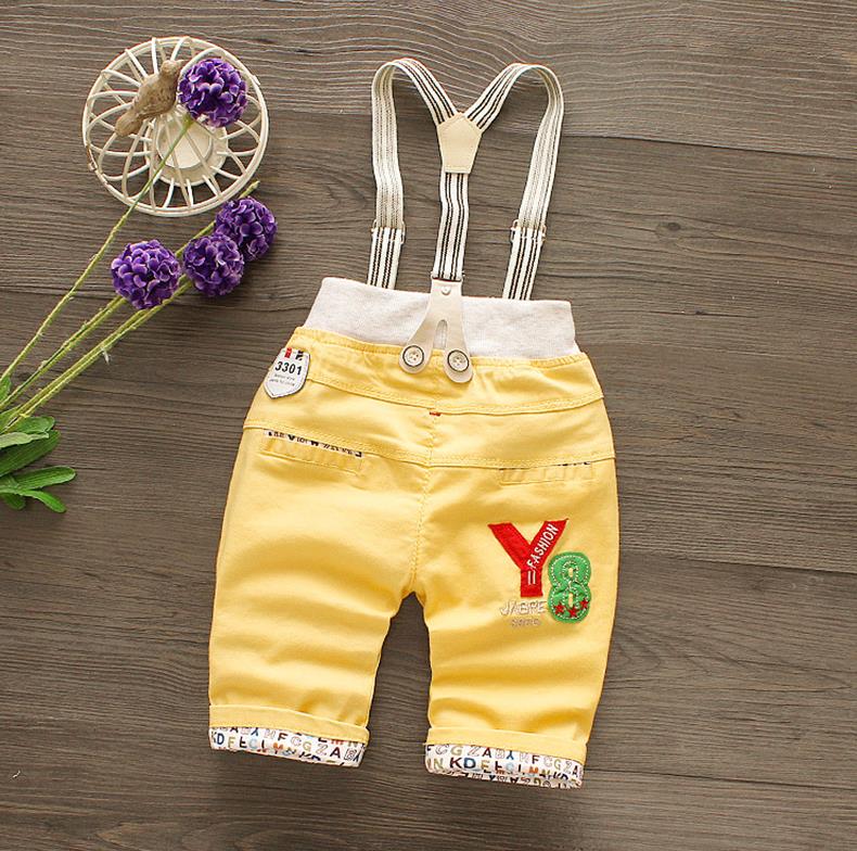 Spædbørn overalls korte bukser sommerbukser til drenge smækbukser børn drenge bukser til småbørn gentleman brev bukser 0-5 år: Gul farve / 24m