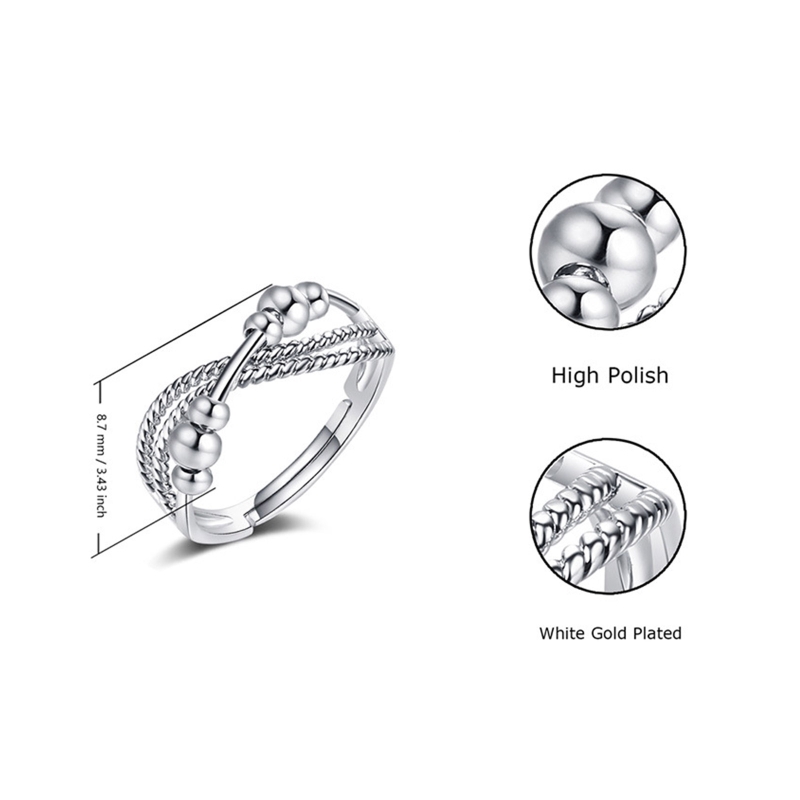 Angst ring kvinder mænd runner fidget angst ring med perle bekymring stress relief smykker justerbar stable ring