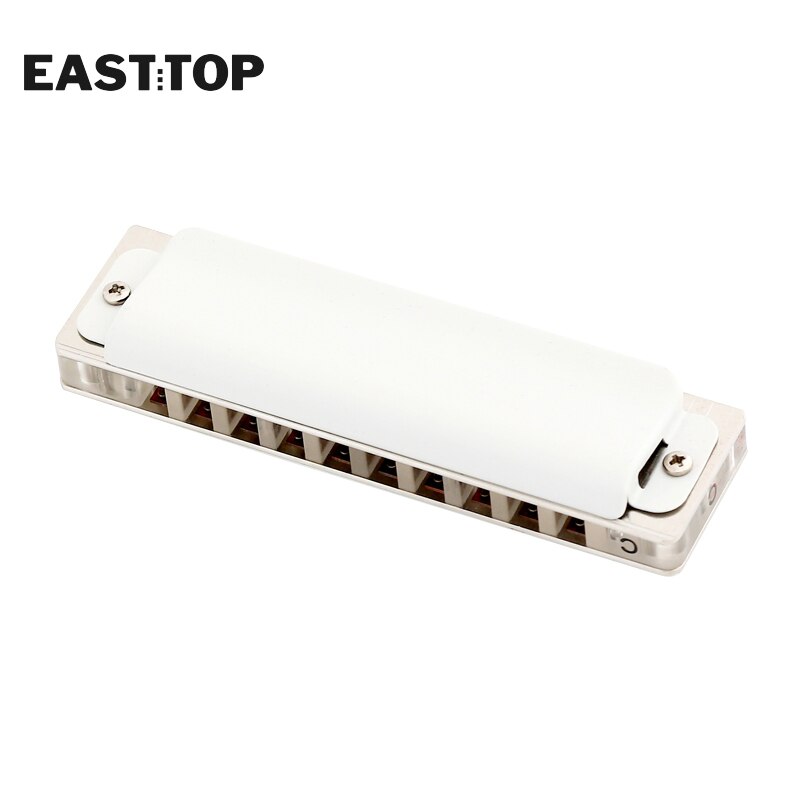 EASTTOP T008LS 10 Hole 20 Tone Diatonic Harmonica Transparent Comb With White Cover Musical Instruments