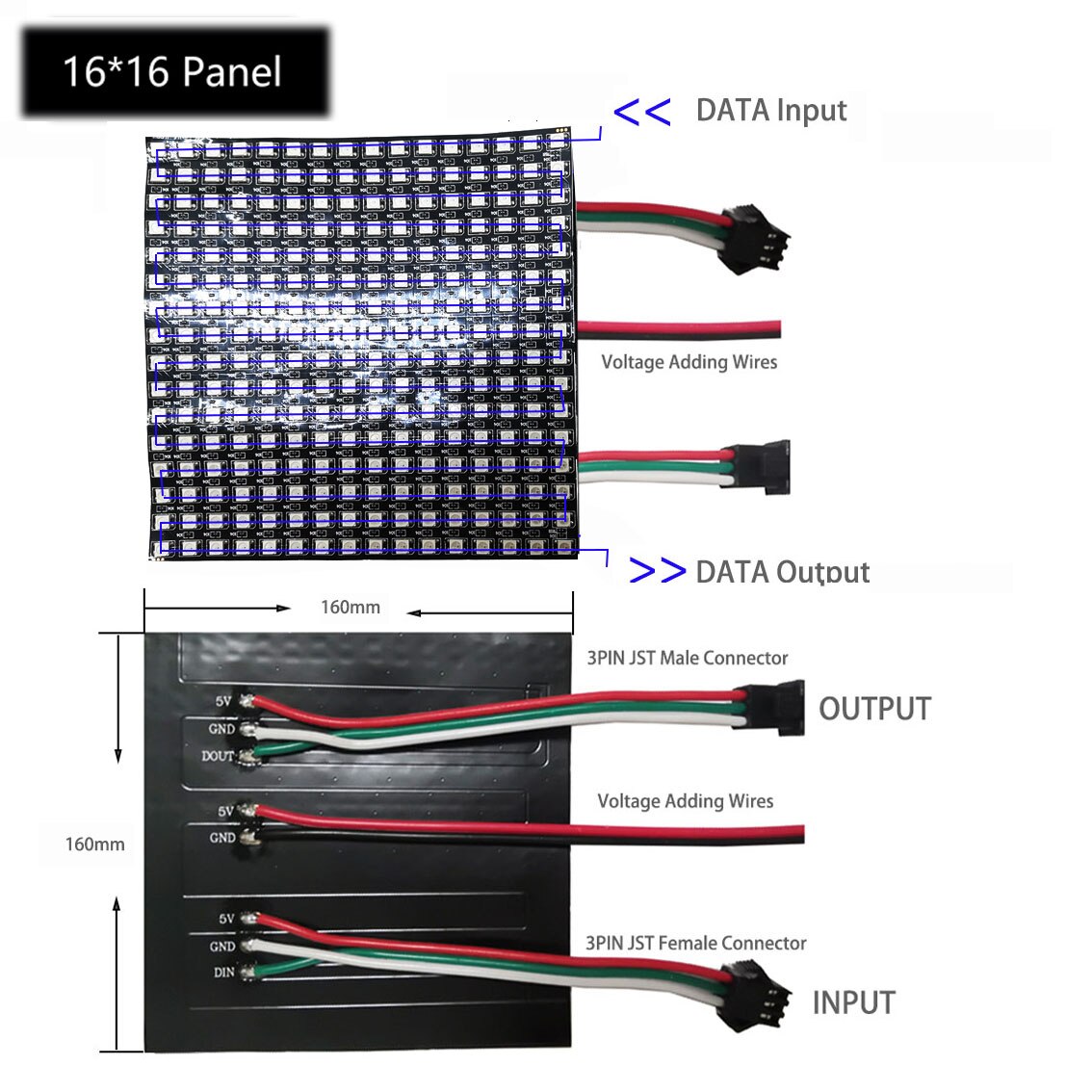 Matrix WS2812B 16x16 WS2812 Pixels Lights Addressable Led Panel 8x8 8x32 Led/Pixel Display Programmable Matrix Screen DC5V