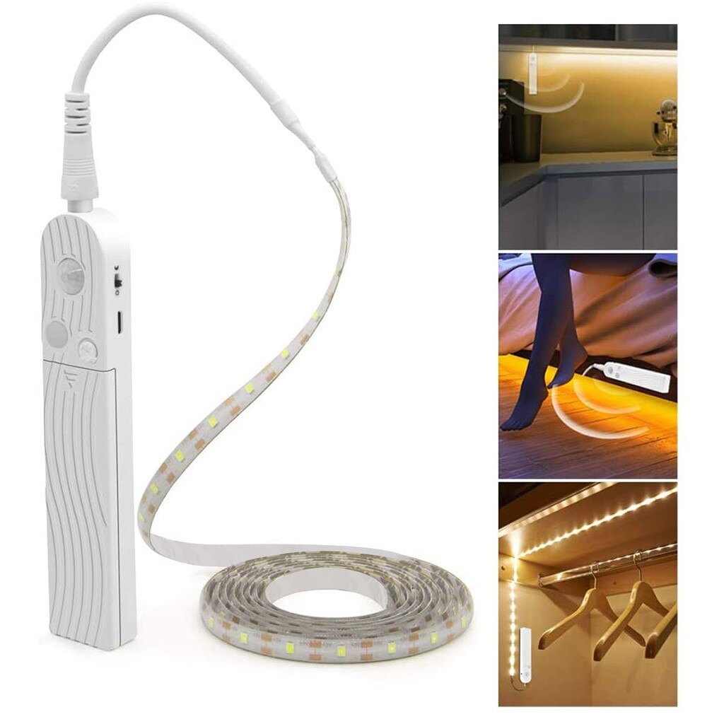 LED Under Cabinet light LED Strip led Lamp with Wireless PIR Motion Sensor light kitchen Stairs Wardrobe Bed Side Light 20JULY08