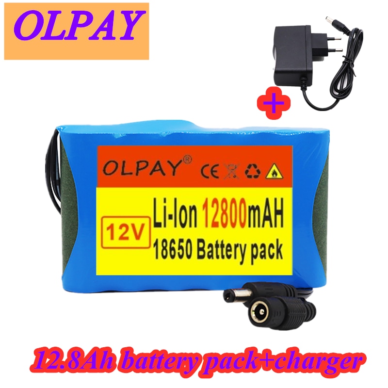 Original Portable Super 12V 12800mah battery Rechargeable Lithium Ion battery pack capacity DC 12.6v 12.8Ah CCTV Cam Monitor