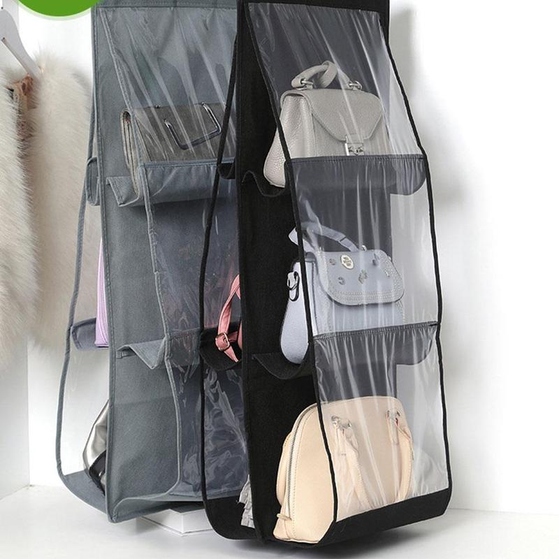 Double-sided Six-layer Bag Hanging Bag For Wardrobe Closet Bag Non-woven Hanging Organizer Storage Handbag F1W8