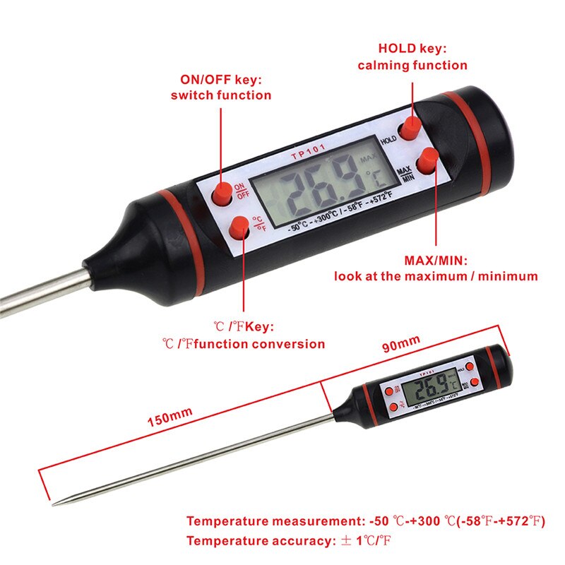 Elektronisk digitalt kødtermometer madlavning køkken køkken bbq sonde vand mælk olie flydende ovn termometer digital  tp101