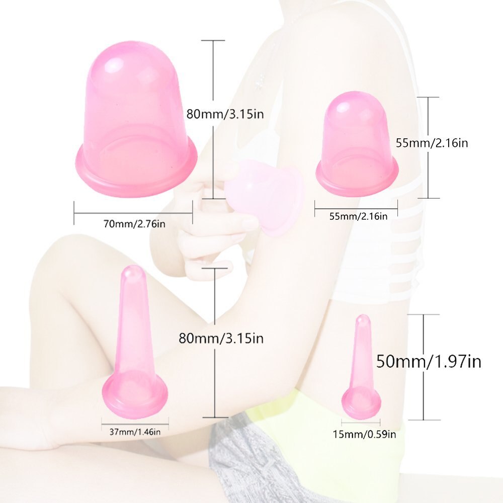 4 Stks/set Zuig Siliconen Massage Cup Anti-Cellulite Cups Facial En Body Therapie Verbeteren Huid En Algehele Gezondheid 4 kleuren