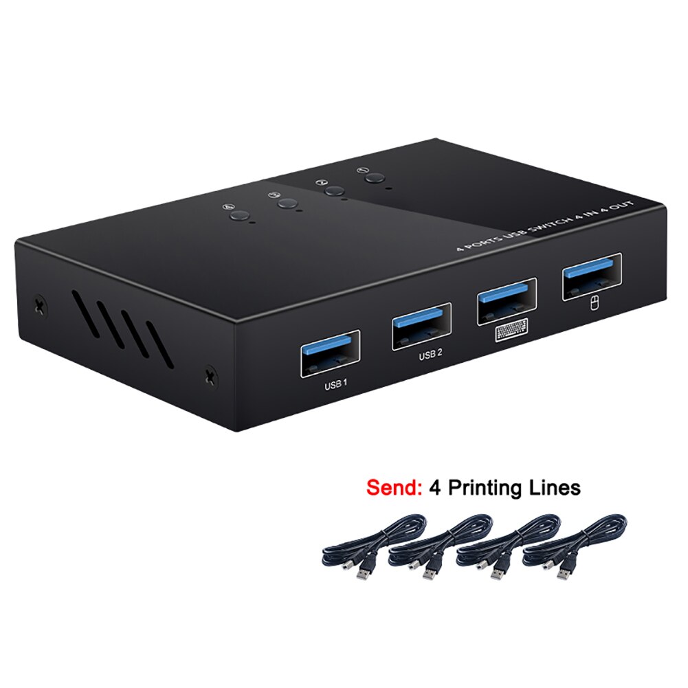 Hdmi Kvm Switch 4 Poort 4K Usb Schakelaar Kvm Vga Switcher Splitter Box Voor Delen Printer Toetsenbord Muis Kvm switch Hdmi: 4 Port 4K