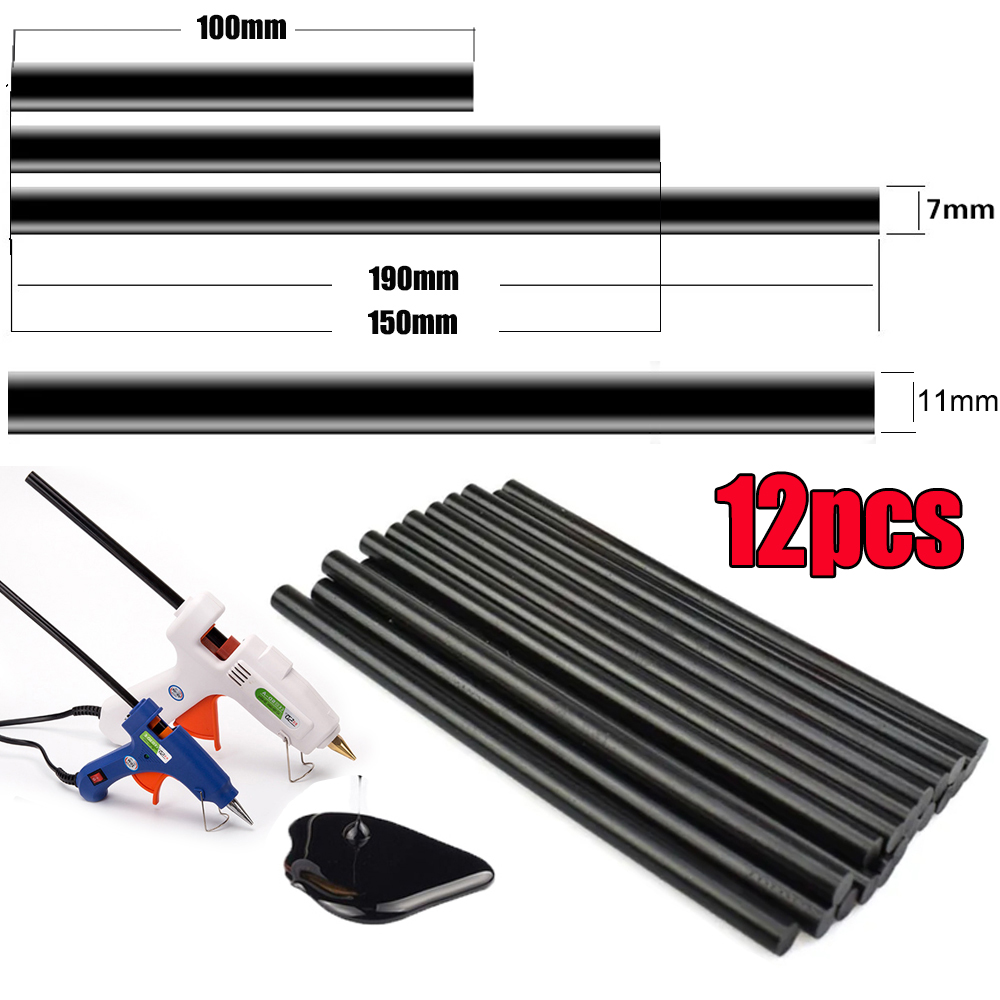 12 pz auto ammaccatura Colla bastone 7mm/11mm forte Adesivo auto corpo colore Riparazione caldo sciolto Striscia Nera Riparazione auto Colla bastone strumenti