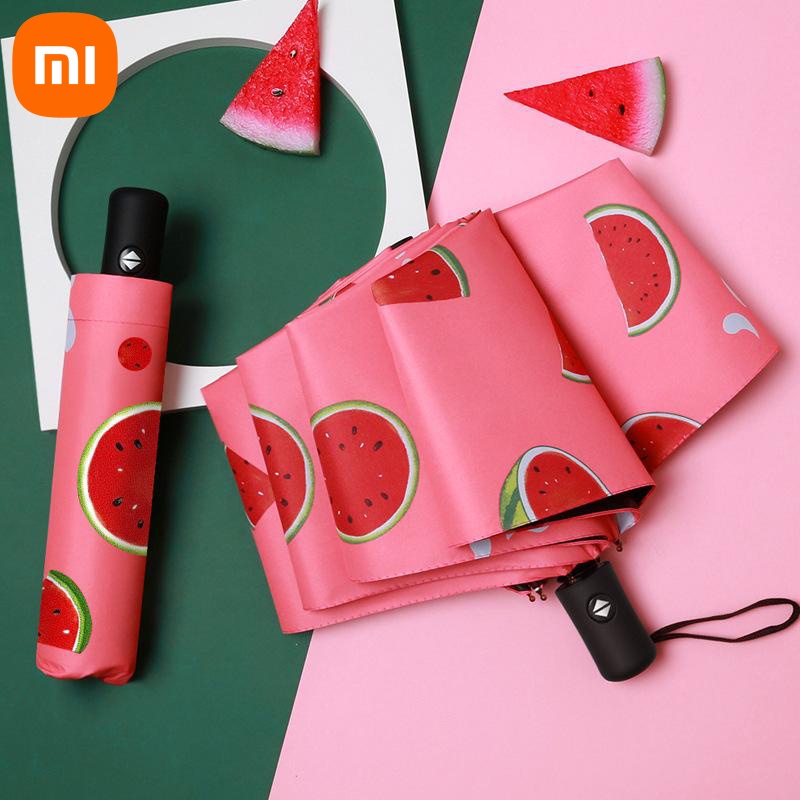 Xiaomi Full Automatic Umbrella Sun Protection Fruit Umbrella Avocado Ins Small Fresh Clear Umbrella Folding Portable: Pink