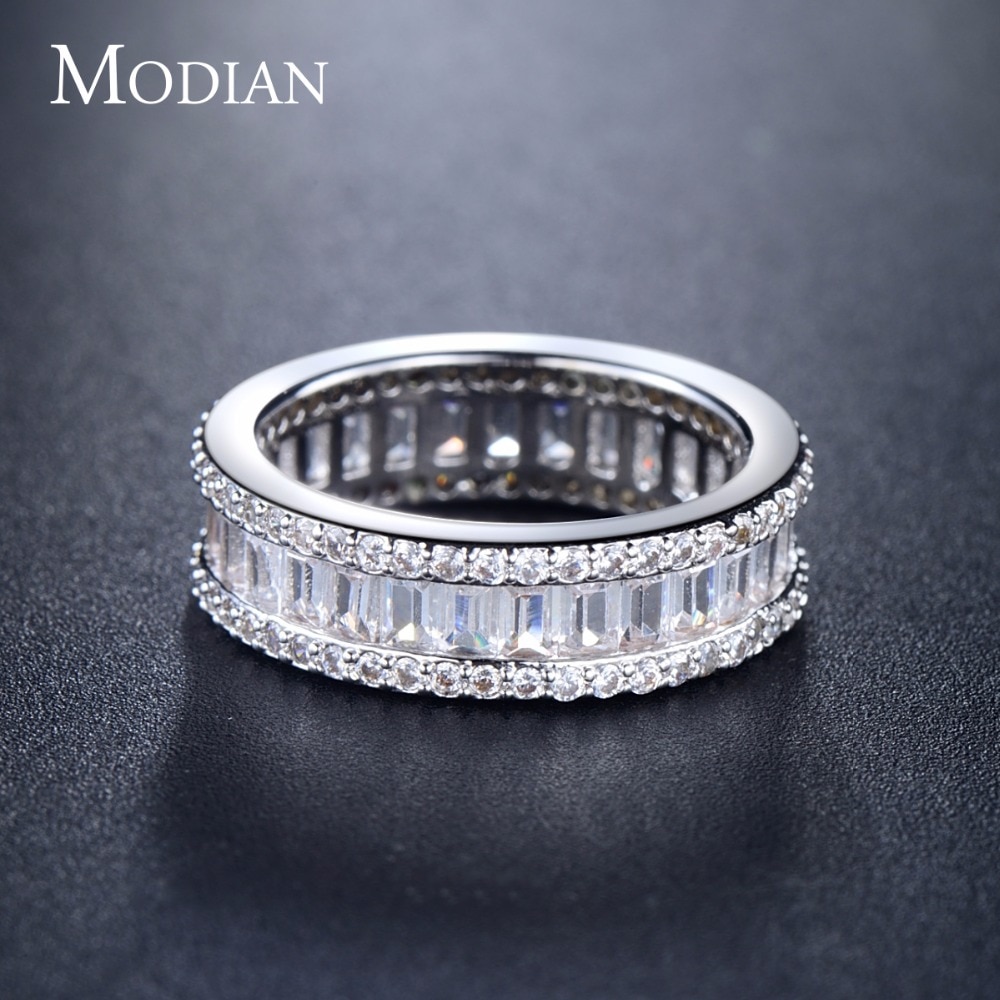 Modian qualidade superior moda anel com zircônia cúbica retângulo cristal charme anéis para as mulheres amor casamento jóias de luxo anel anel anel anel anel