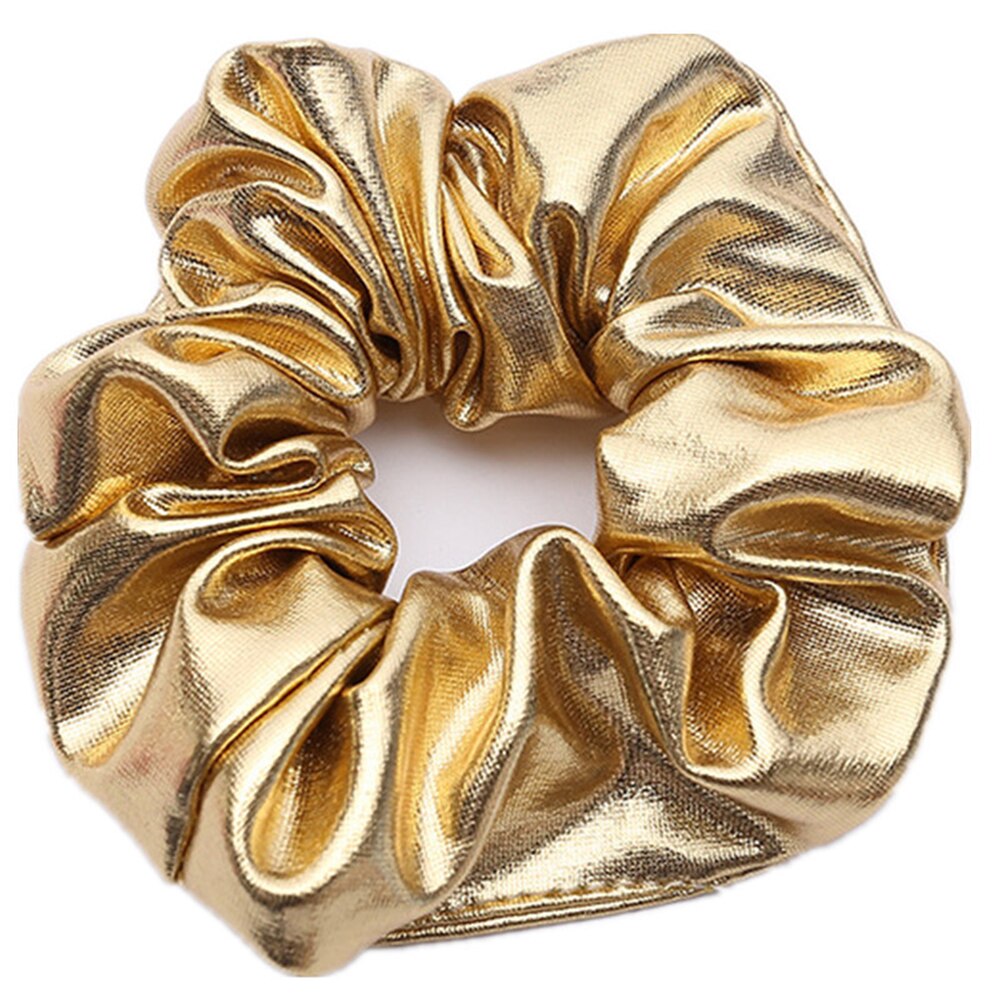Bandana de piel sintética para niña y mujer, bandas elásticas para pelo, coletero, accesorios para el cabello, color dorado y negro, novedad de