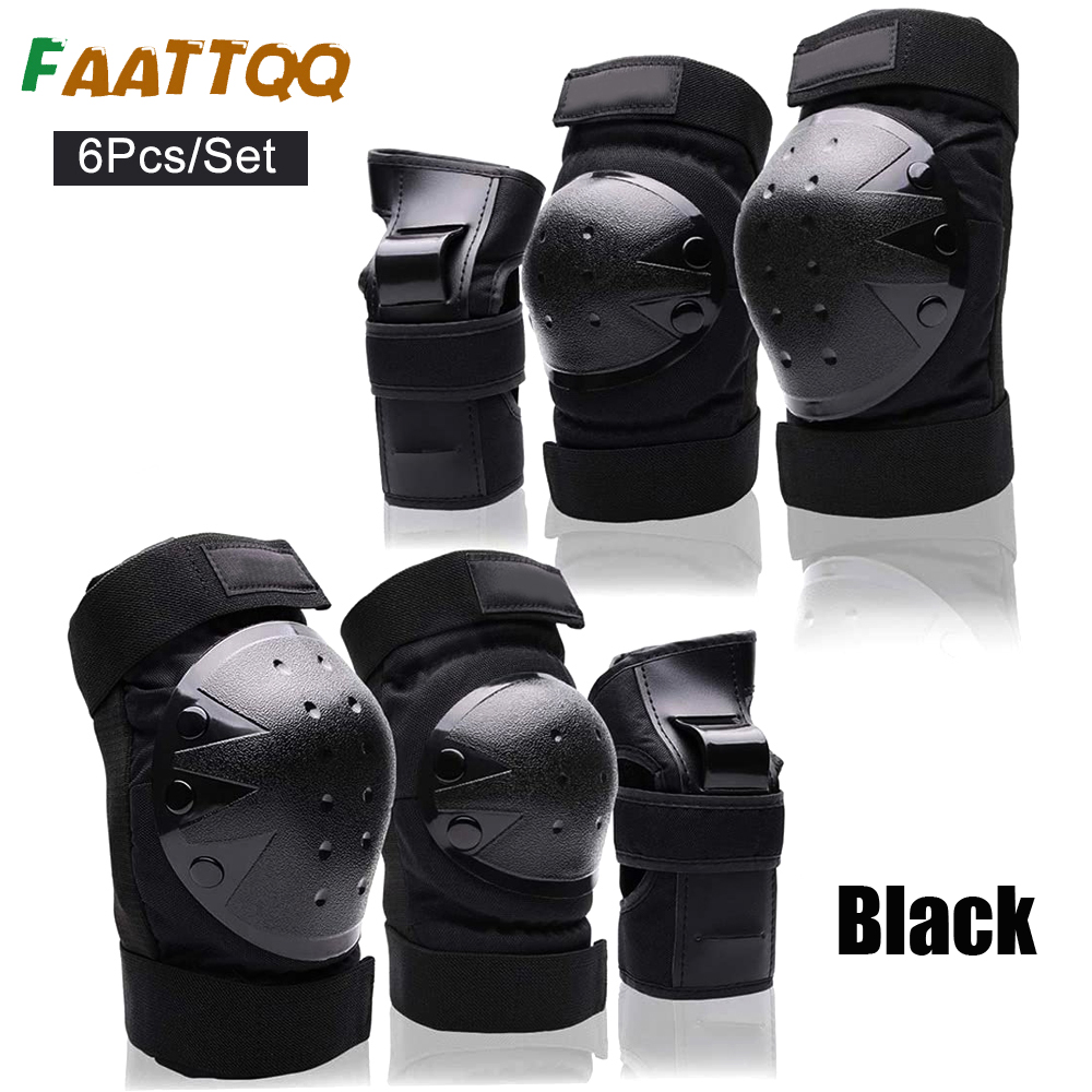 Knie-Ellenbogenschützer für Kinder/Erwachsene, Handgelenkschützer, Schutzausrüstungsset für Rollschuhe, Radfahren, BMX, Skateboard, Roller-Reitsport: S / Black