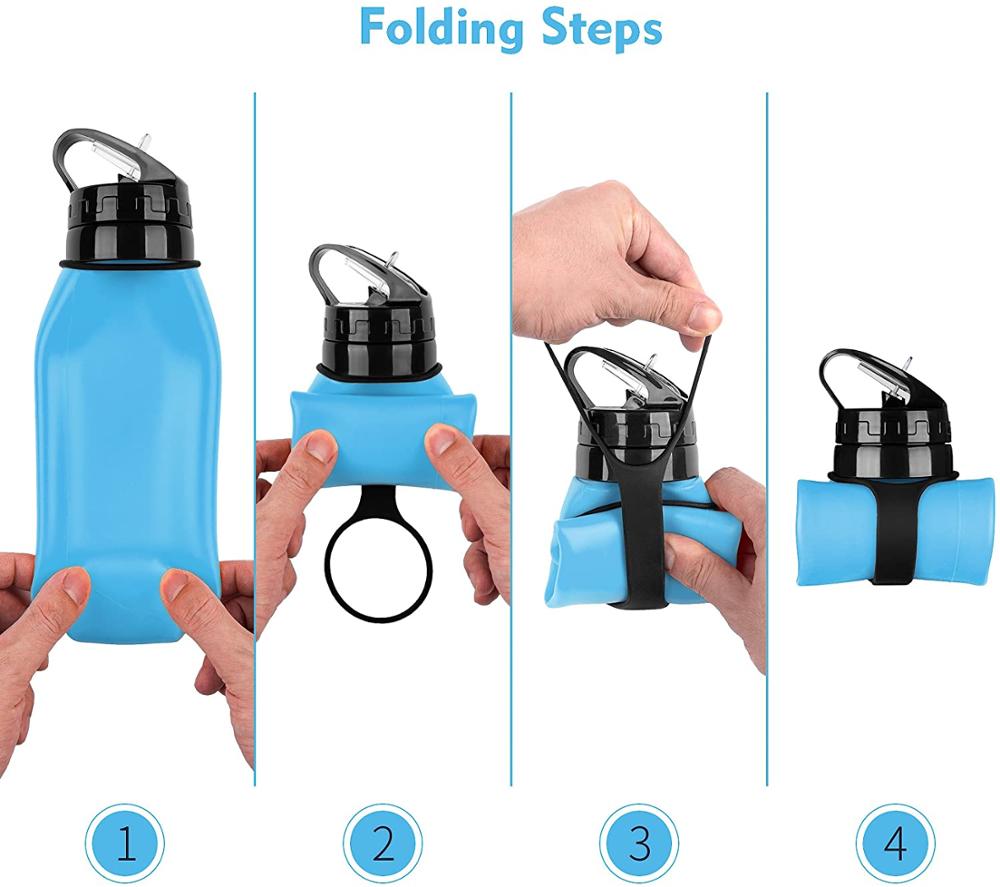 600ML silicone Pieghevole Bottiglia di Arrampicata tutto'aperto A Scomparsa Bottiglia di Acqua di Viaggio Comodo anti-scottatura