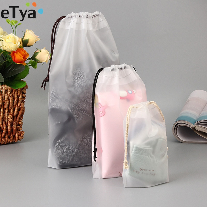 ETya 1 pièces PVC cordon voyage serviette de toilette cosmétique maquillage sac organisateur ensemble pochette femmes sous-vêtement en tissu sac
