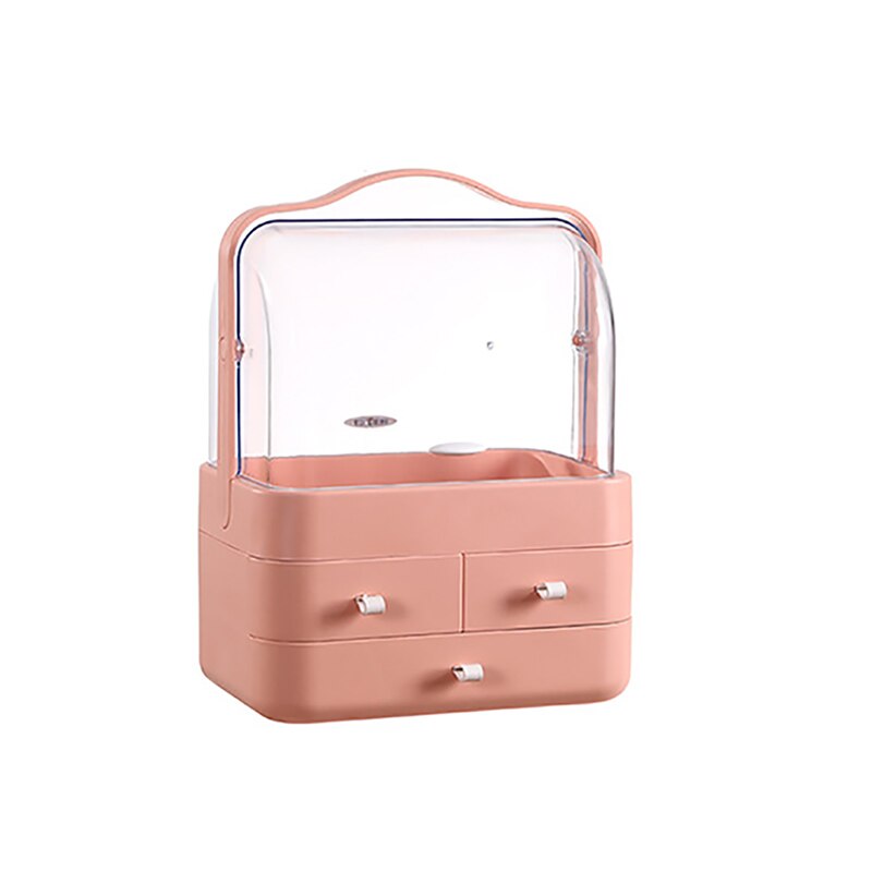 rangement maquillage rangement salle de bain boite de rangement maquillage boite rangement maquillage organisateur pour cosmétiques, conteneur de stockage en plastique, organisateur de maquillage, papeterie: Three layers pink