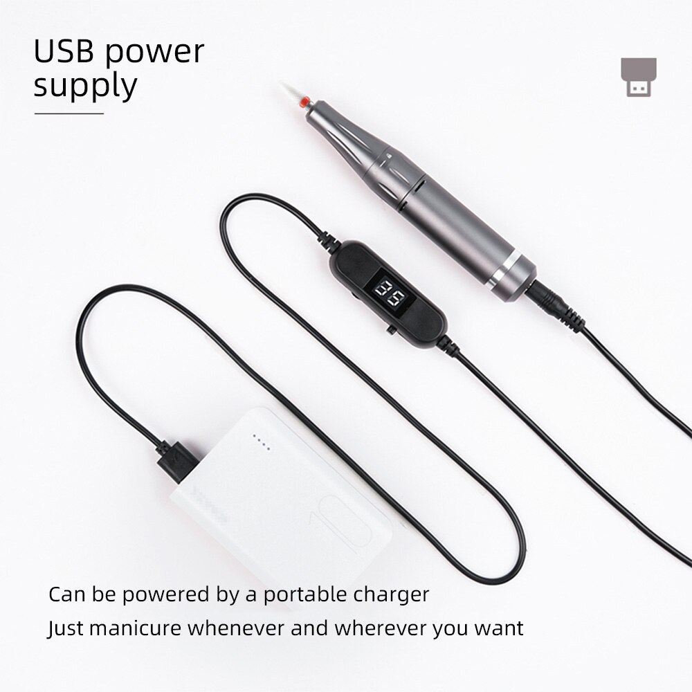 Draagbare Nail Boor Machine Usb Opladen Manicure Machine 35000Rpm Nail Grinder Poolse Mini Nail Gel Polisher Beauty Salon Tool