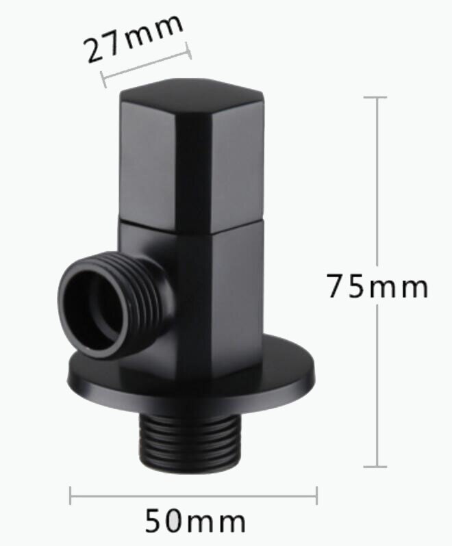 Mässing koppar vvs ventil vägguttag hane  g1/2 "svarta kranar dusch mässing vinkel ventil bad badrumstillbehör  ag888: C