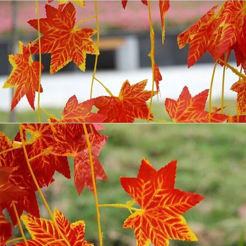 1X Great Artificial Fall Maple Leaf Garland Silk Vine Wedding Garden Decor