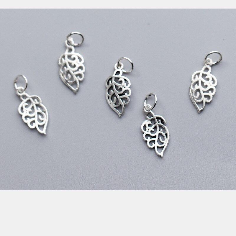 Jolie breloque en argent Sterling 925 avec feuille ajourée, Bracelet fait à la main, pendentif en argent goutte, DIY, fabrication de bijoux européens