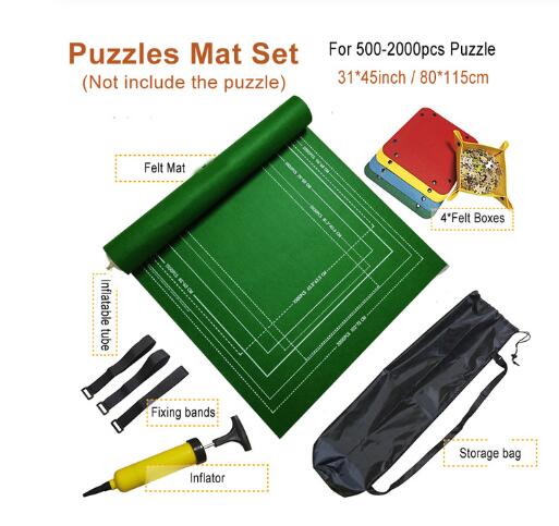 Puzzles Mat Jigsaw Roll Felt Mat Play Mat Large For Up To 3000 Pieces Puzzle Accessories Portable Travel Crawling Mat Baby Toys: 2000pcs set green