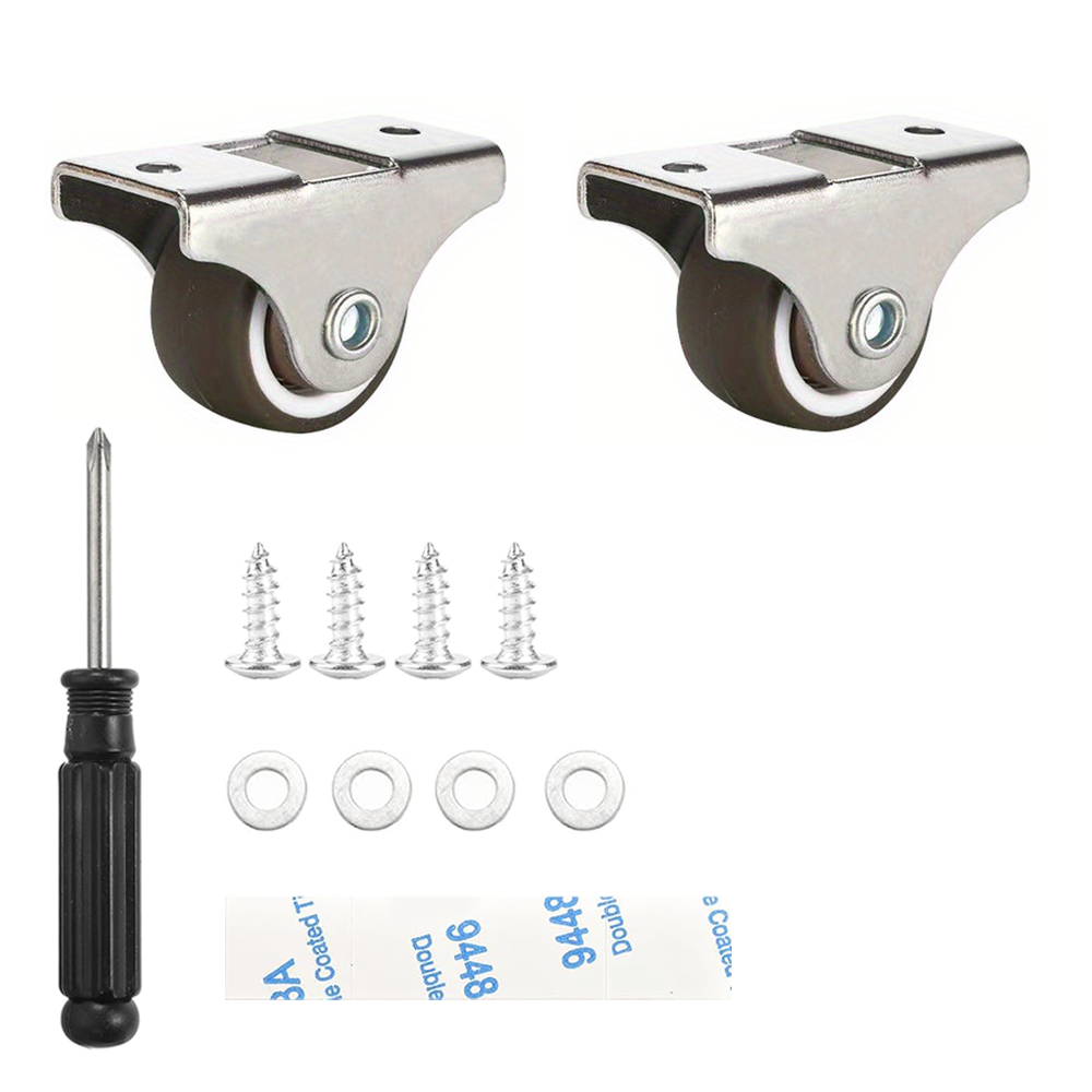 Small Furniture Caster Wheels Low Profile Soft Rubber Wheel Rolling Castor Wheels Mini Rigid Silent Caster Wheel for Cart Drawer: 1.9 Inch / Silver