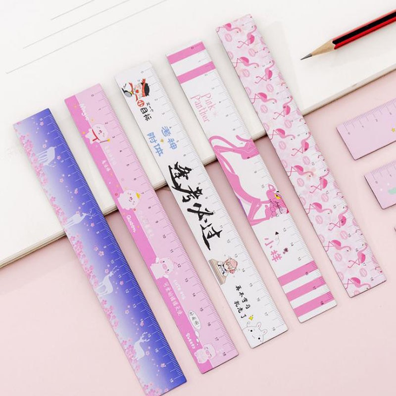 1 piezas de 18cm imán unicornio Flamingo Pantera Rosa Sakura cerdo directamente los gobernantes flexible de herramienta de dibujo de papelería
