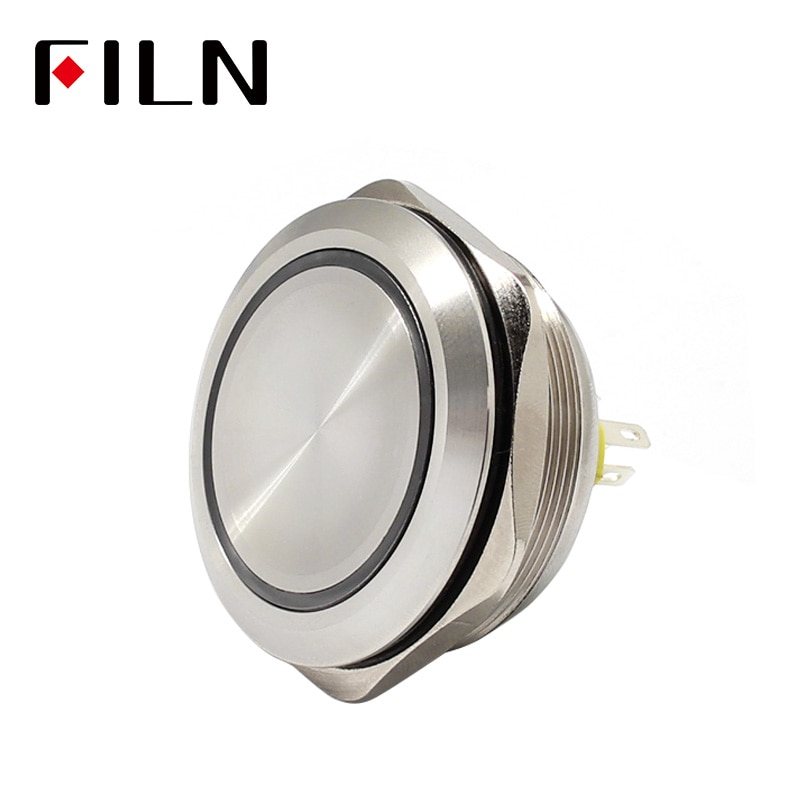 40mm stainless steel ring lamp 6v 12v 24v 220v green white yellow red momentary latching 1no1nc led metal push button switch