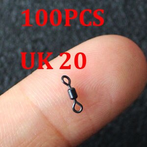 100PCS Carp Fishing Rolling Swivels Connectors Quick Change Swivels UK 8 11 20 Micro Swivel Carp Rig Making Swivels Matt Black: 100PCS Size 20