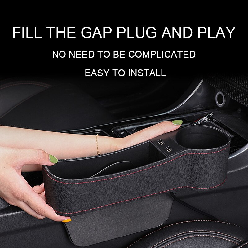 Organiseur universel de siège de voiture 2 pièces, organiseur de poche avec Interfaces USB, boîte de rangement pour accessoires intérieurs de voiture en cuir