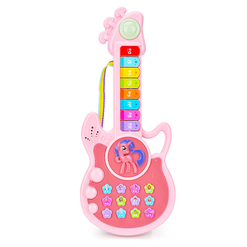 bouton de guitare électrique pour enfants à trois modes, jouet de dessin animé, Piano, jouet éducatif pour l'éducation précoce des enfants, Instrument de musique: Black
