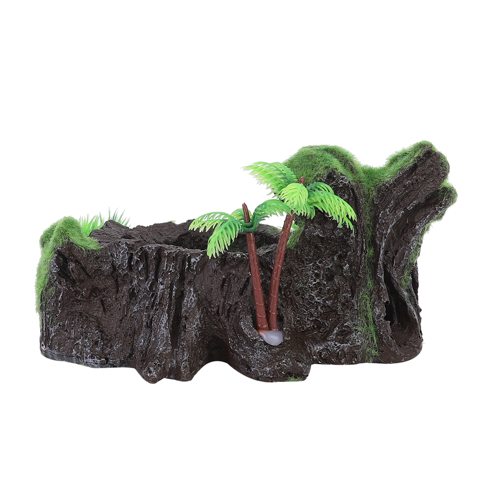 Planta de simulación de resina ZR-012, pecera reptil lagarto, cuenco de alimentación, alimentador de agua para comida de tortuga, adecuado para reptiles pequeños