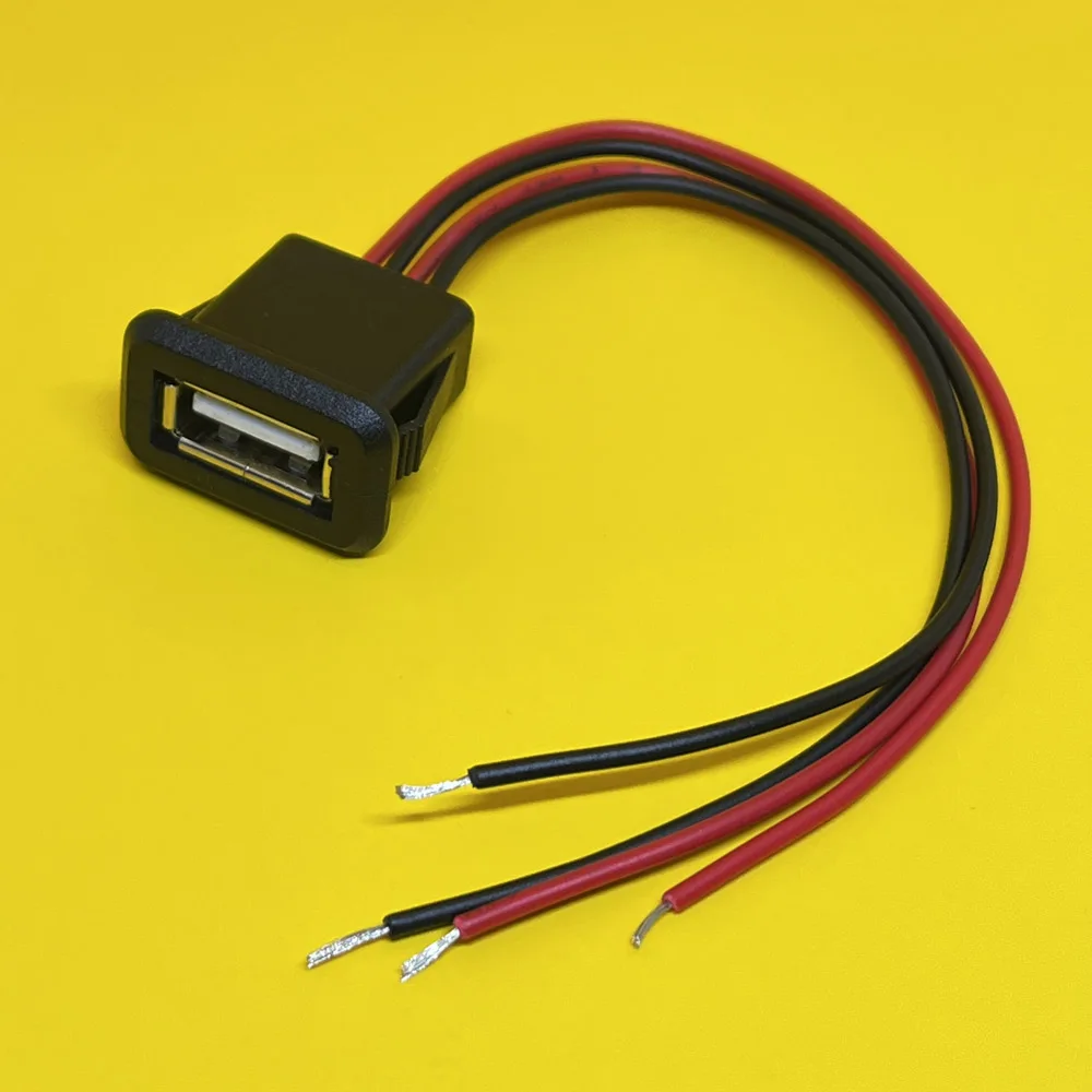 Conector de puerto de carga hembra USB 2,0 de 2/4 cables, conector de puerto de carga de 2 pines y 4 pines con Cable PH2.0, terminales eléctricos, enchufe de cargador USB: YELLOW