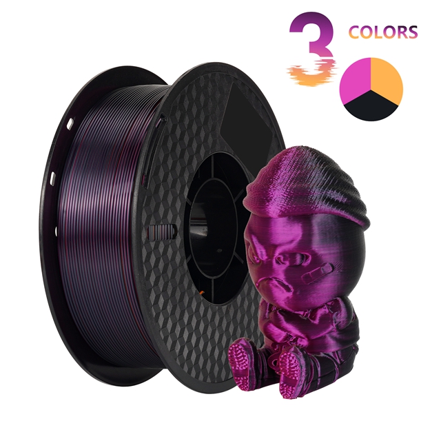 KINGROON-filamento de seda PLA de coextrusión tricolor, carrete de 1,75mm, 1KG (2,2 libras), plástico PLA de Triple color para impresora 3D y bolígrafo 3D
