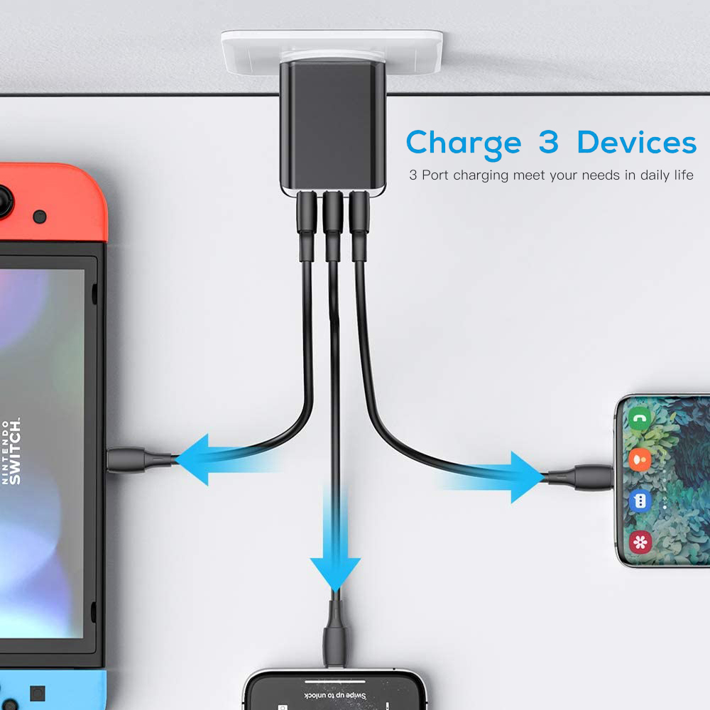 Schitec 5V/3.1A Usb Charger Voor Iphone Charger 3 Poorten Snelle Opladen Muur Telefoon Oplader Voor Iphone Samsung xiaomi Usb Adapter