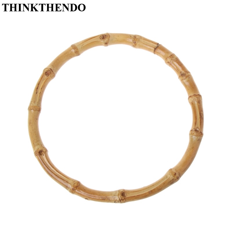 THINKTHENDO Round Bamboo Bag Handle for Handcrafted Handbag DIY Bags Accessories