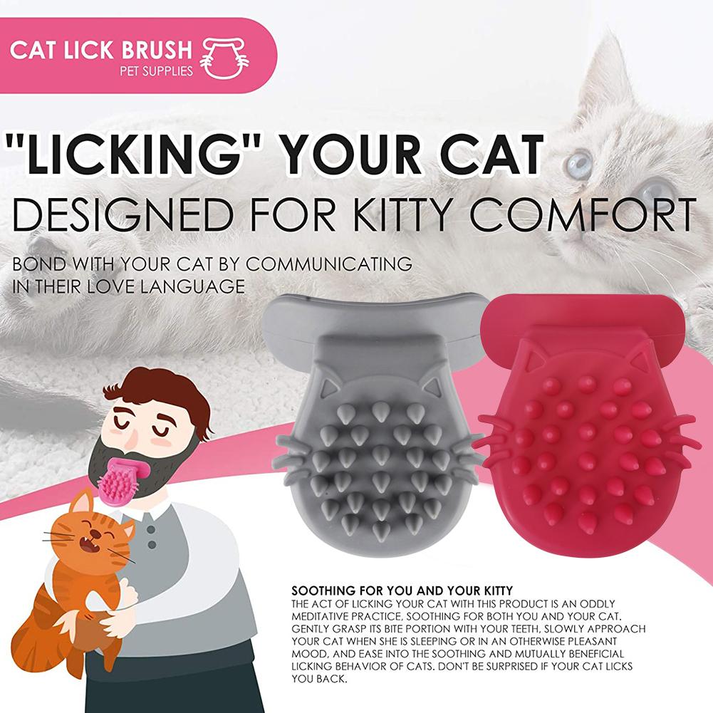 Pet Cat Massage Brush Tongue Shaped Silicone Soft Pet Hair Remover Brush Licking Cat Kitten Massage Brush Cat Grooming Tool