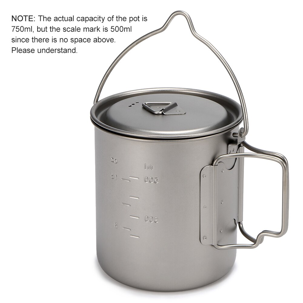400ml/450ml Ultraleicht Titan Tasse 750ml Titan Hängen Topf Außen Geschirr setzt Camping Picknick Tragbare Getränk kochgeschirr