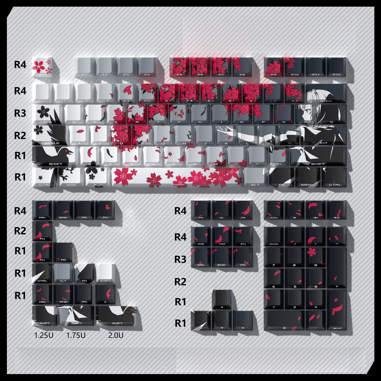 127 teclas que brilla a través de flor de ciruelo perfil de cereza Keycap PBT Keycap Dye-Sub Cherry MX interruptores para teclado mecánico de jugador: Bronze